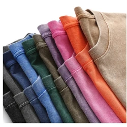 Camisetas de verano de algodón pesado de gran tamaño para hombre, camiseta Vintage holgada, camisetas informales de manga corta para hombres y mujeres, envío rápido