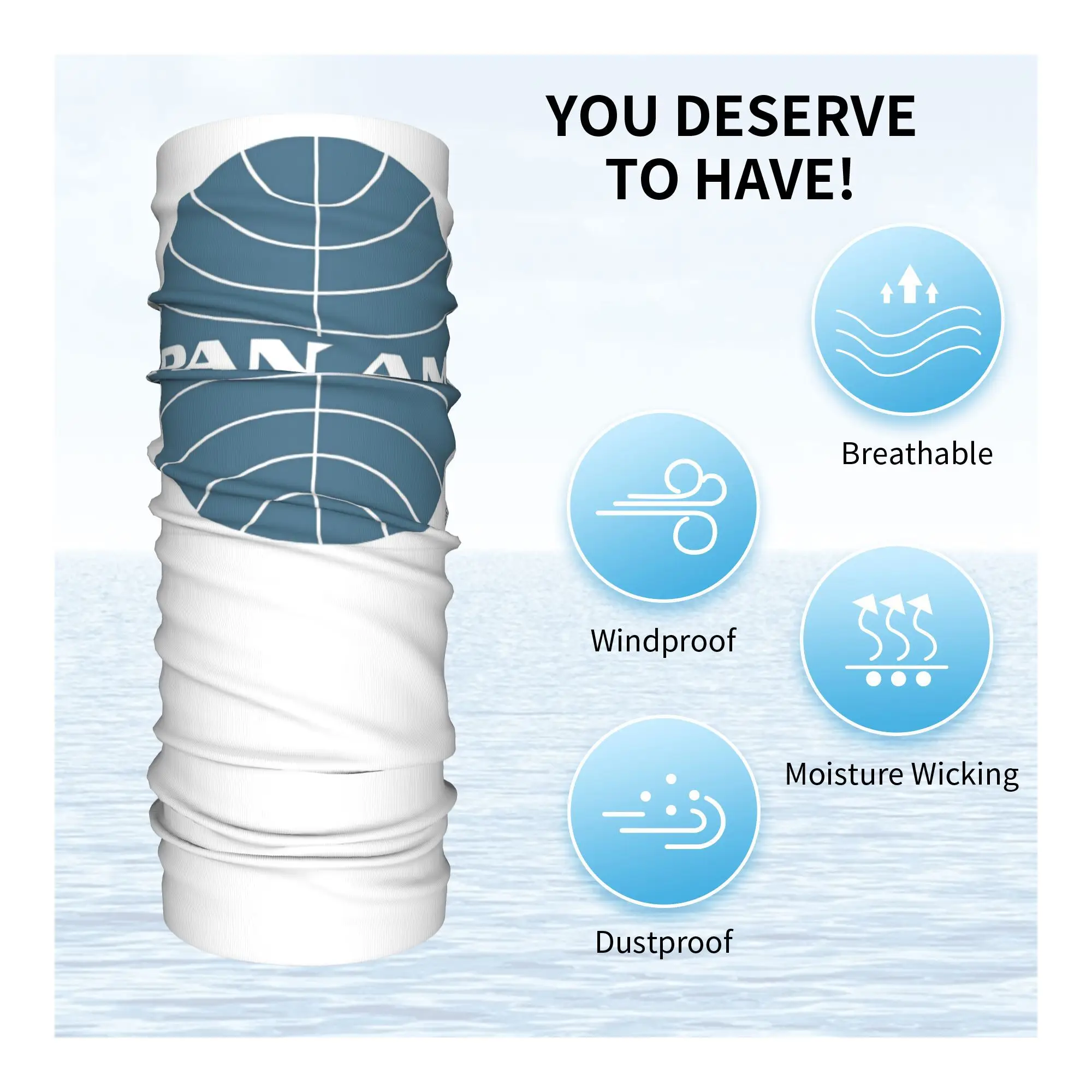 Глобус Pan Am раннего 1950-х годов, тонкая рамка, перевернутая бандана, чехол на шею, маска с принтом, шарф, многофункциональный велосипедный шарф, велосипедный шарф