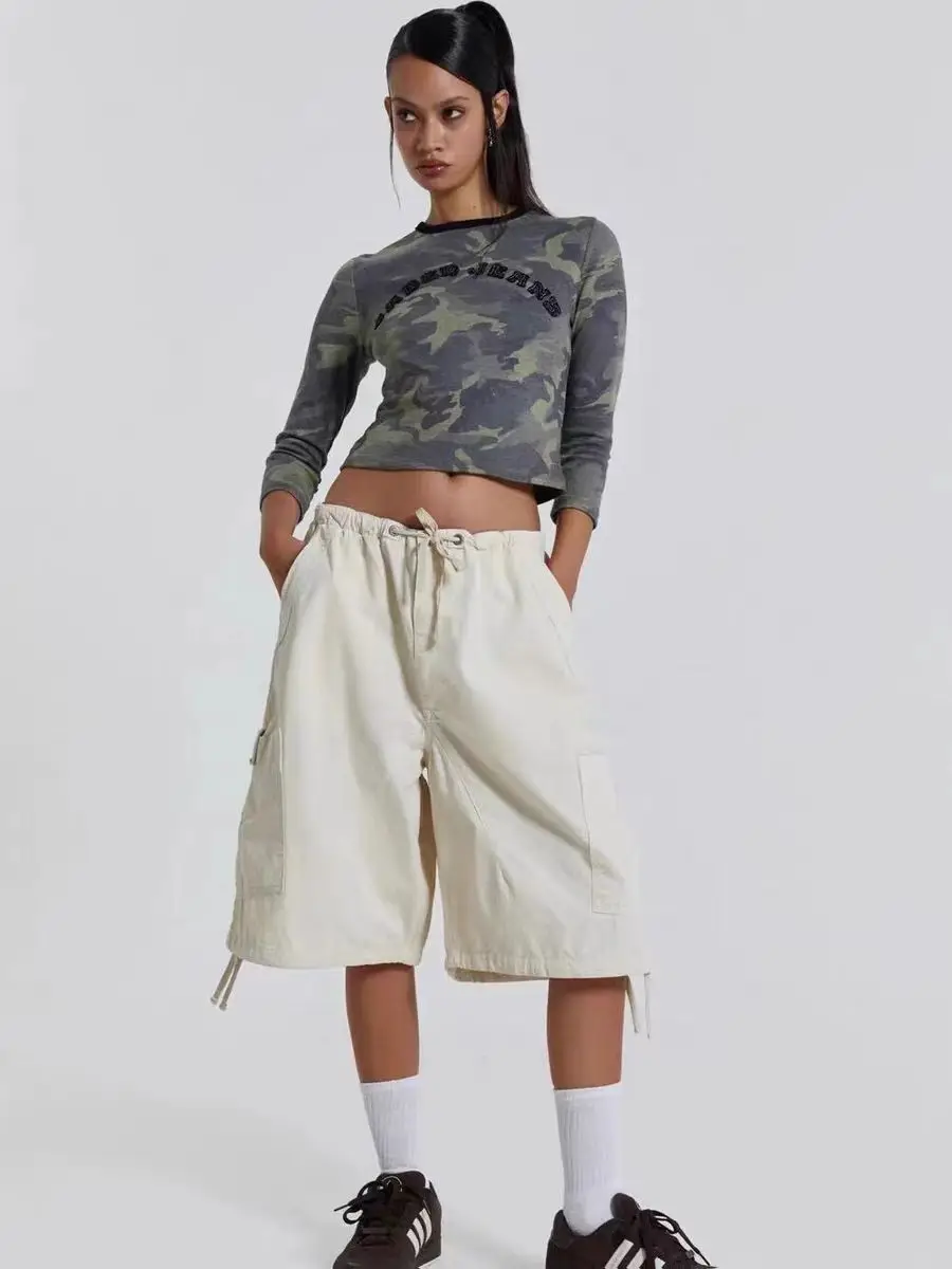 Jade short work pants casual five quarter pants loose straight leg loose feelin…