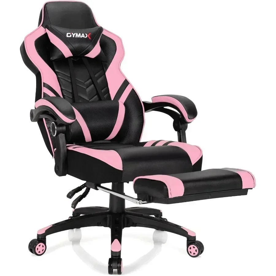 Gaming Chair for Adult/Teens, Ergonomic Computer Chair with Footrest, Linkage Armrests Lumbar Cushion, Big Wide High Back Recli