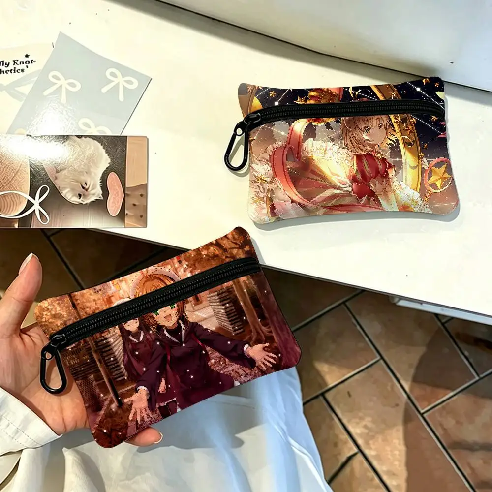 Cardcaptor Sakura Magic Circle Oxford Cloth Zipper Coin Purse Portable Hanging Key Pouch Organizer For Travel Cosmetic Bag