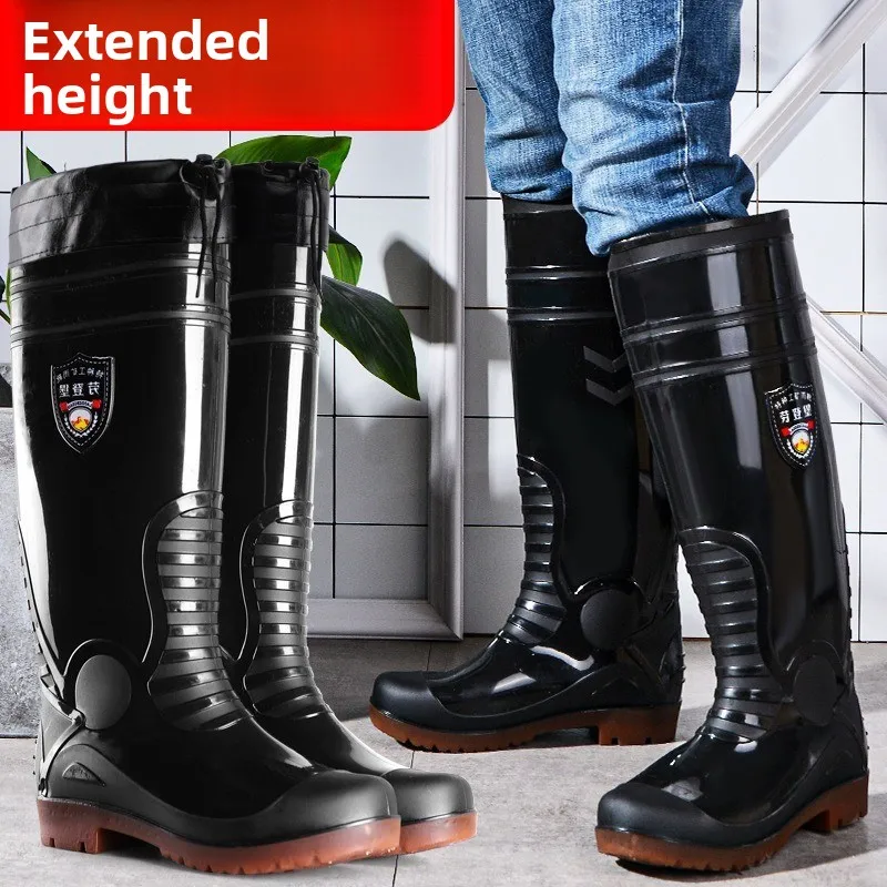 Men Rain Boots Fashion Knee-high Rubber Boots Outdoor Non Slip Fishing Rubber Galoshes Car Wash Waterproof Shoe Резиновые Сапоги