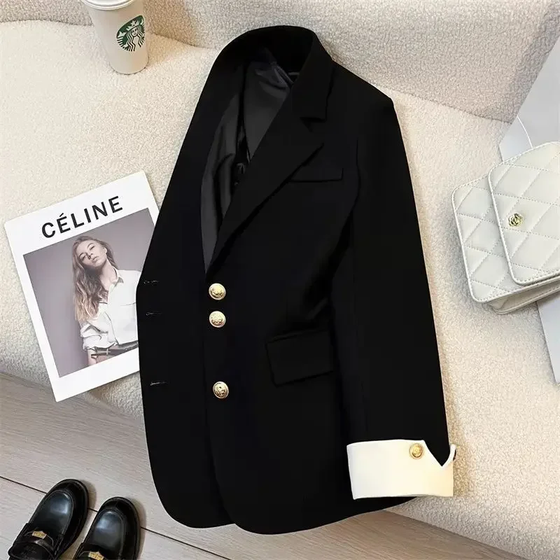 Neploe 2024 Spring Autumn New Tailored Coat Fashion Casual Notched Collar Black Jackets Y2k Long Sleeve Loose Tops Mujer