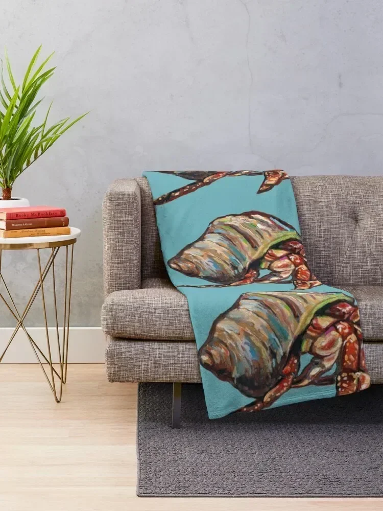 Colorful Beach Hermit Crab Throw Blanket