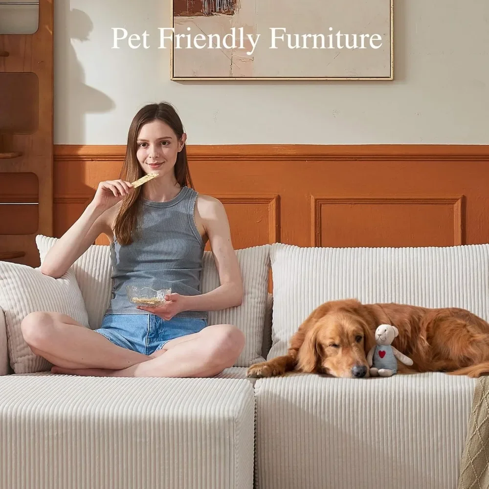 أريكة سحابة مقطعية، أريكة حديثة على شكل حرف L، أريكة مضغوطة من إسفنج الذاكرة، أريكة بدون عظم مثالية لغرف المعيشة أ #3