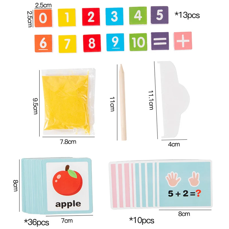 Children's 2-in-1 Sand Drawing Finger Counting Number Spelling Word Drawing Box  Montessori Teaching Aid Early Educational Toys