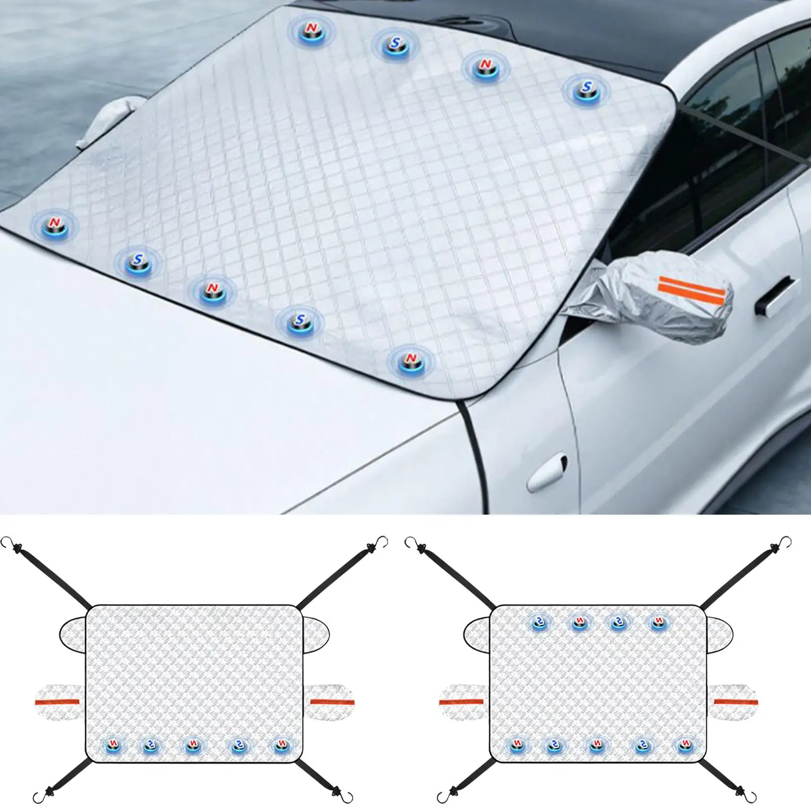 

Car Windshield Snow Cover Magnetic Winter Car Windshield Snow Ice Protector 3-Layer Sun Shade Frost Protector for Vehicle SUV RV