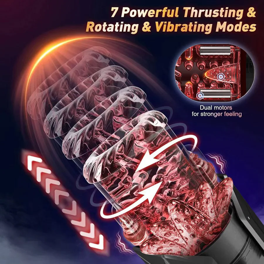 APP LED Automatic Male Masturbator Cup 7 Sucking Rotating Licking Thusting Modes Pocket Pussy Stroker Blowjob Sex Toys For Men