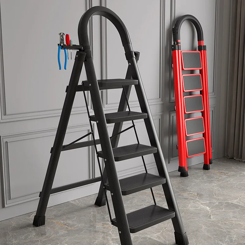 Four Step Folding Step Ladder Household Multi-Purpose Indoor a Frame Handrail Multi-Functional Kitchen Garden Tool