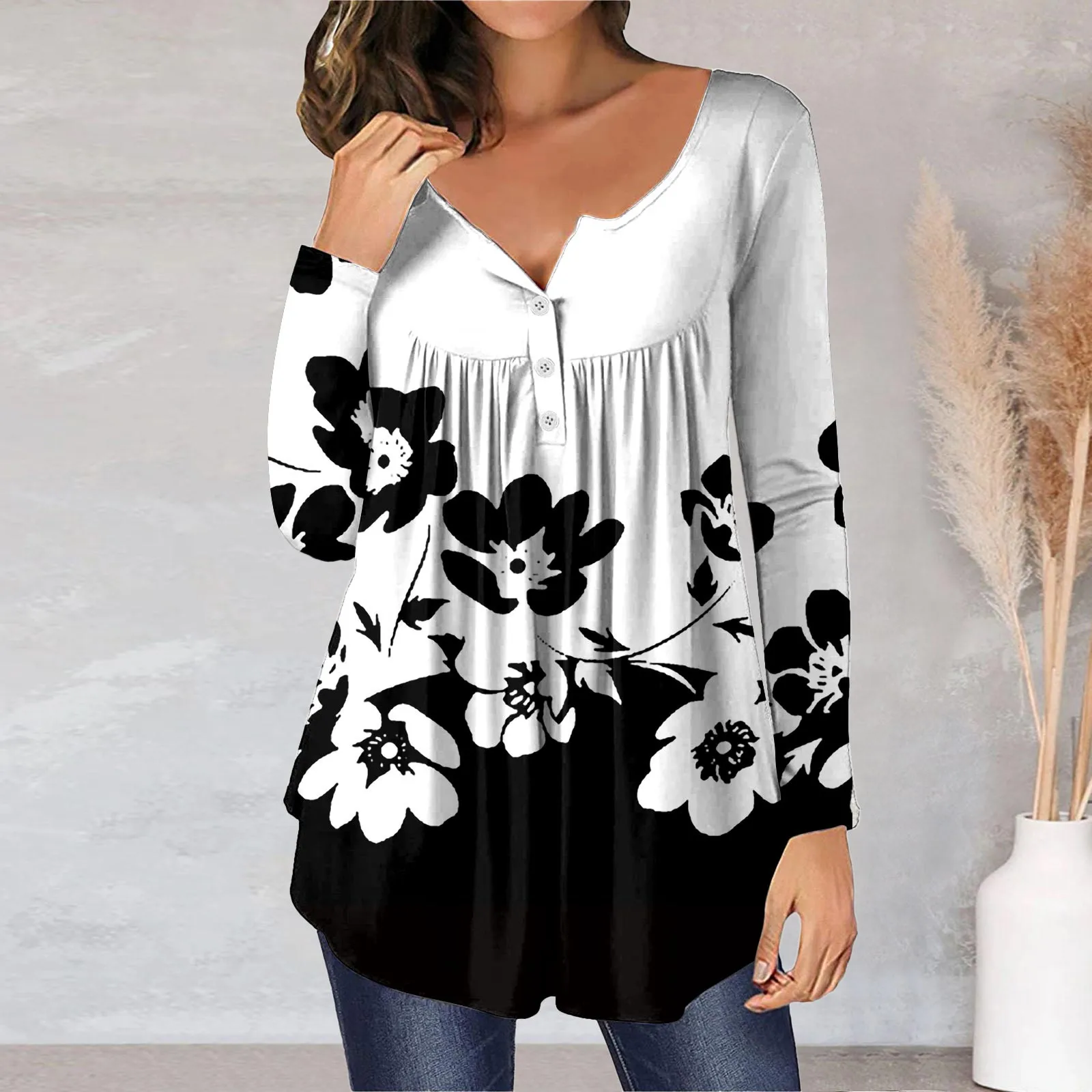 2023 New Button Tunic Shirts Floral Print V-neck Blouses Casual Top Short Sleeve Summer Shirt For Women Fashion Рубашка Женская