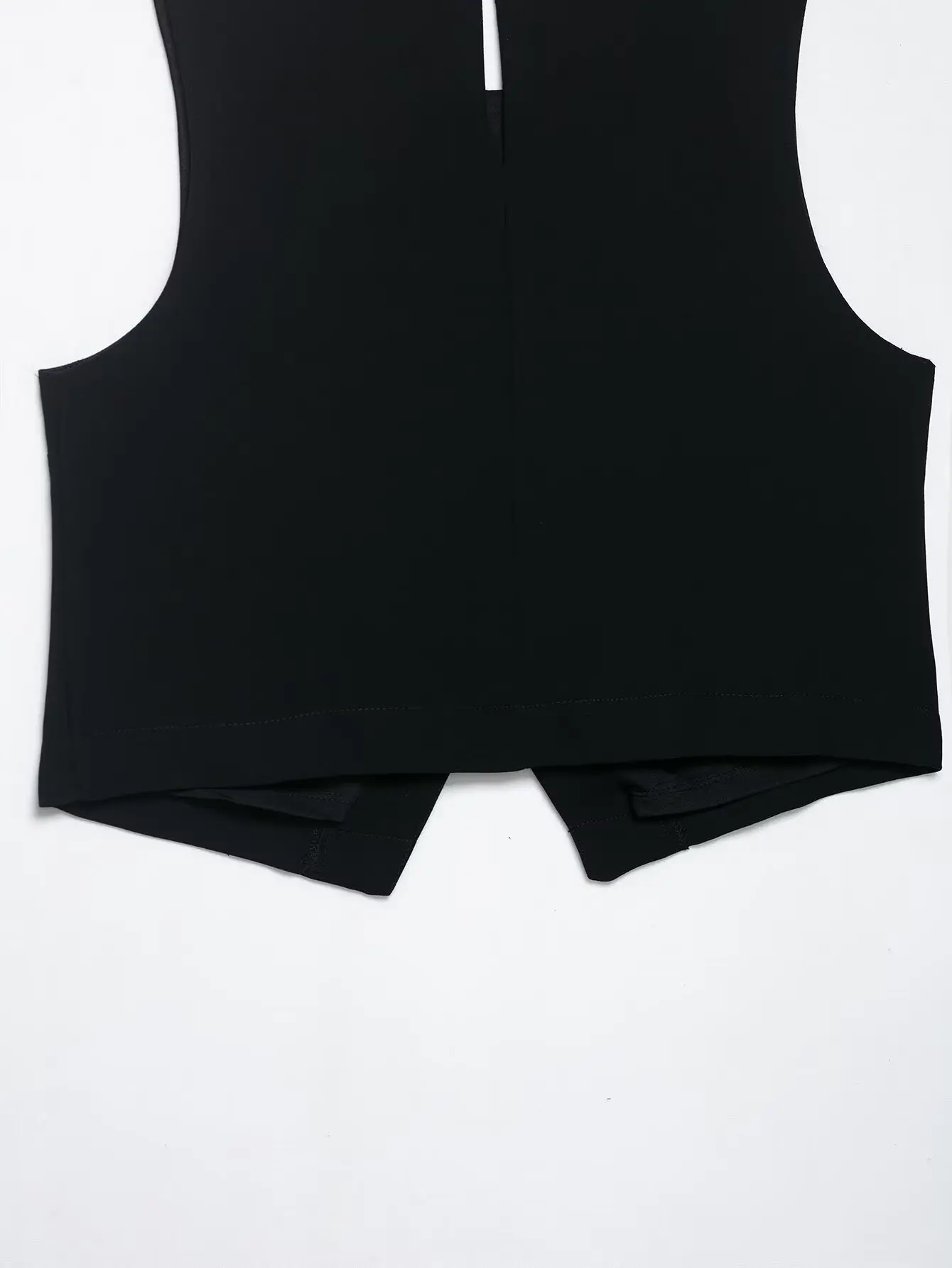 Top senza maniche di nuova moda da donna Nero O-Collo posteriore scava fuori monopetto femminile estivo Casual Chic Top corti