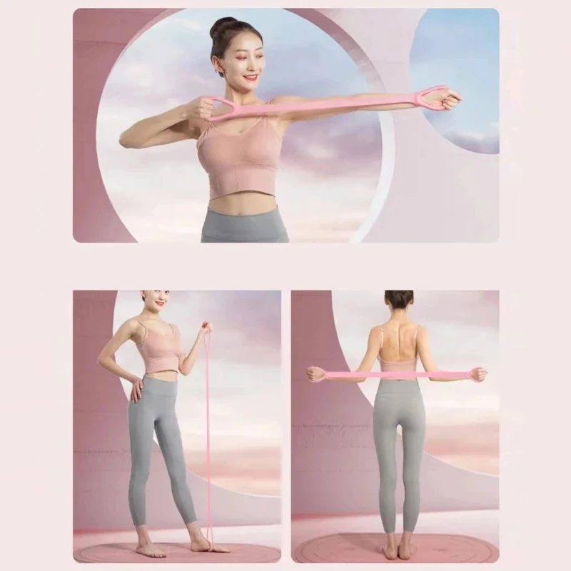 8-förmiges elastisches Widerstandsband, rutschfest, langlebig, für Heim-Fitnessstudio, Yoga, Pilates, Sport, Training, Dehnübungen und Fitnesstraining. – Detail 3