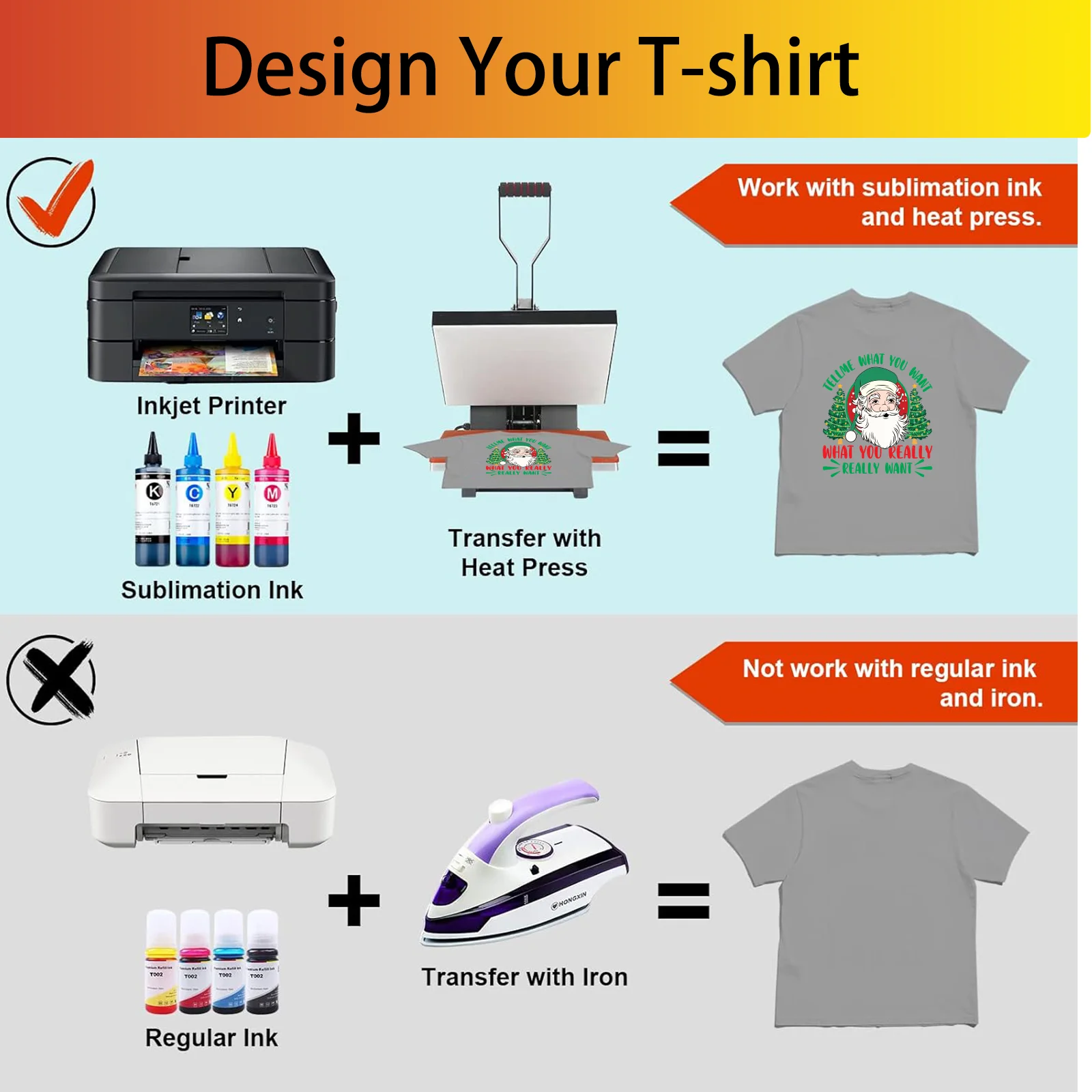 50 Sheets 8.5×11" Sublimation Paper 105g Suitable for Inkjet Printer Can Transfer Patterns to T-shirt & Cup Letter Size