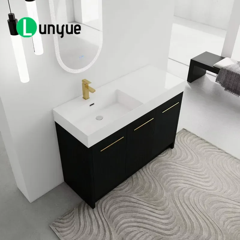 48 Inch Freestanding Bathroom Vanity with Resin Sink Soft Closing Door KD Packaged for Modern Home Bathroom Storage Furniture