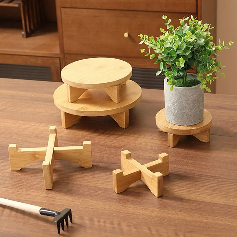 Wooden Bonsai Display Stand Home Decoration Floor-Standing Flower Pot Base Gardening Supplies Succulents Organization