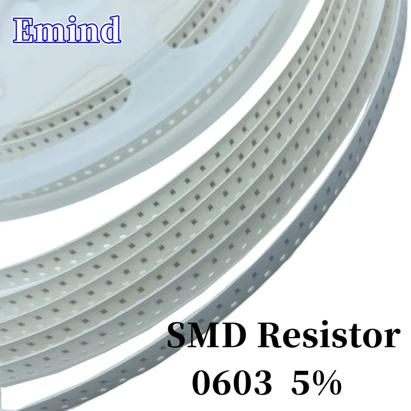 1000Pcs Smd Resistor 0603 5% 100R 120 150 240 330 360 430 470 510 680 820Ohm 1K 10 22 33 36 43 47 51 56 62 68 75 82K 1 2.2 3.3M