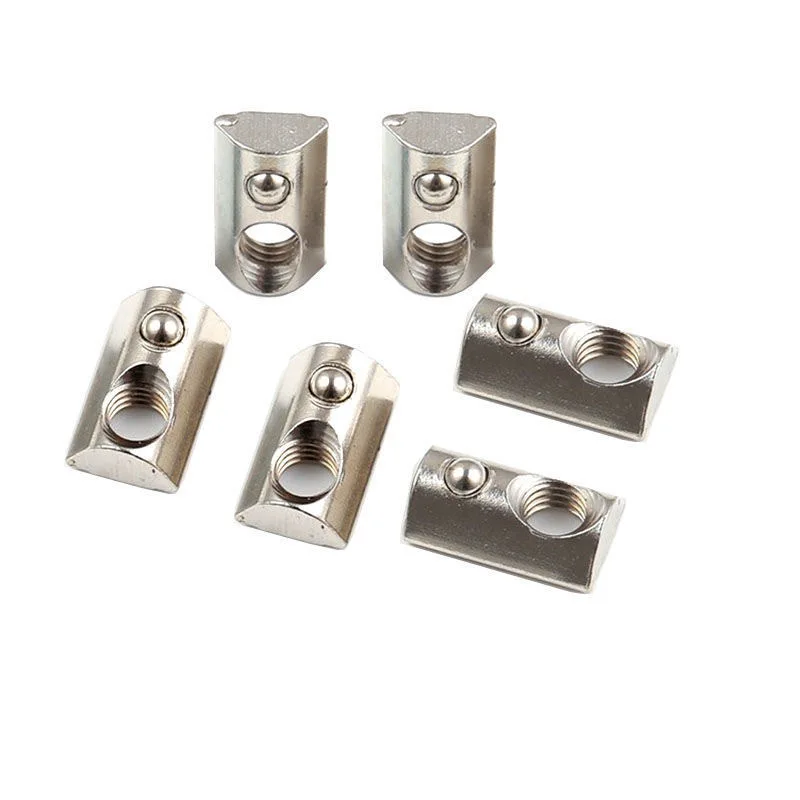 M3 M4 M5 M6 M8 Nakrętka w kształcie litery T ze sprężyną rolkową z kulką do wytłaczania aluminium z profilami serii 20/30/40/45 Nakrętki aluminiowe — zdjęcie 7