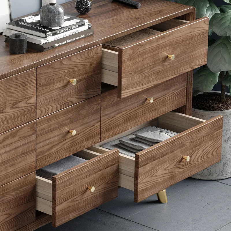 Camera da letto personalizzabile in legno massello, portaoggetti di lusso a led, mobili nordici, soggiorno, armadietto con cassetti a cinque secchi