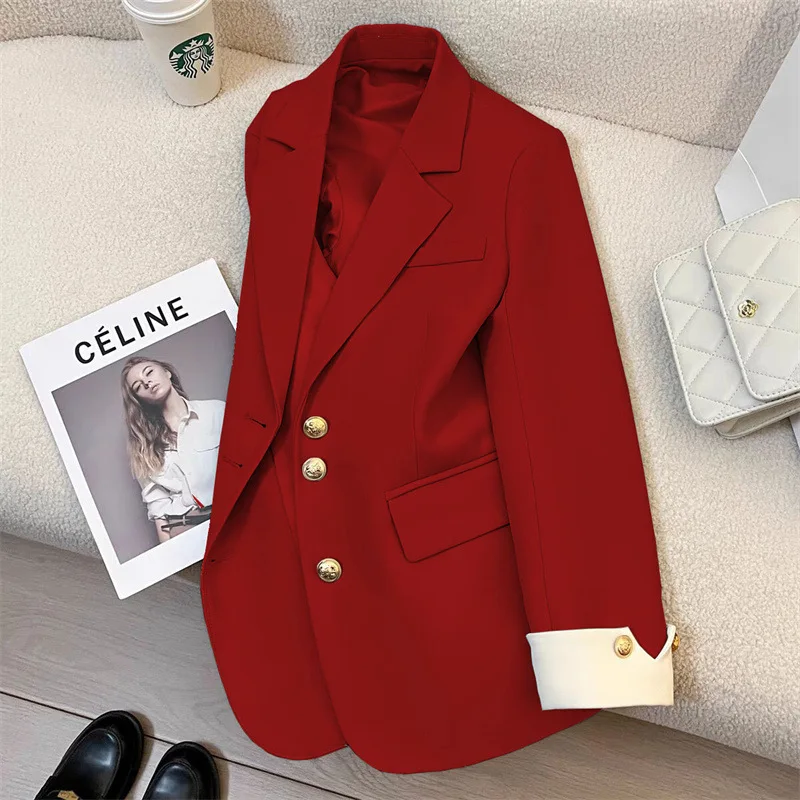 2026 neue Blazer Frauen Mantel Frühjahr Neue Büro Dame Blazer Frauen Vintage Casual Lose Koreanische Version Kleine Anzug Jacke
