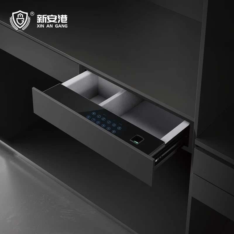 Good Quality Lithium Battery Charging Fingerprint Password Drawer Hidden Compartment Safe For Hotel