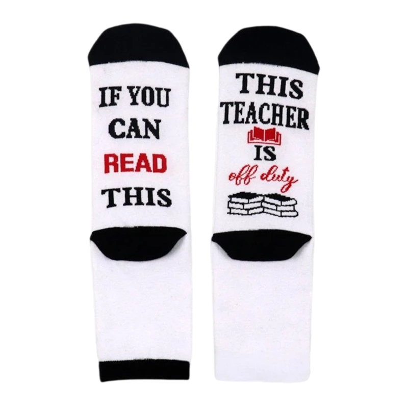 Comfortable Breathable Middle Tube Socks with Unique Teacher Appreciation Lettering Perfect Gift for Teacher's Day