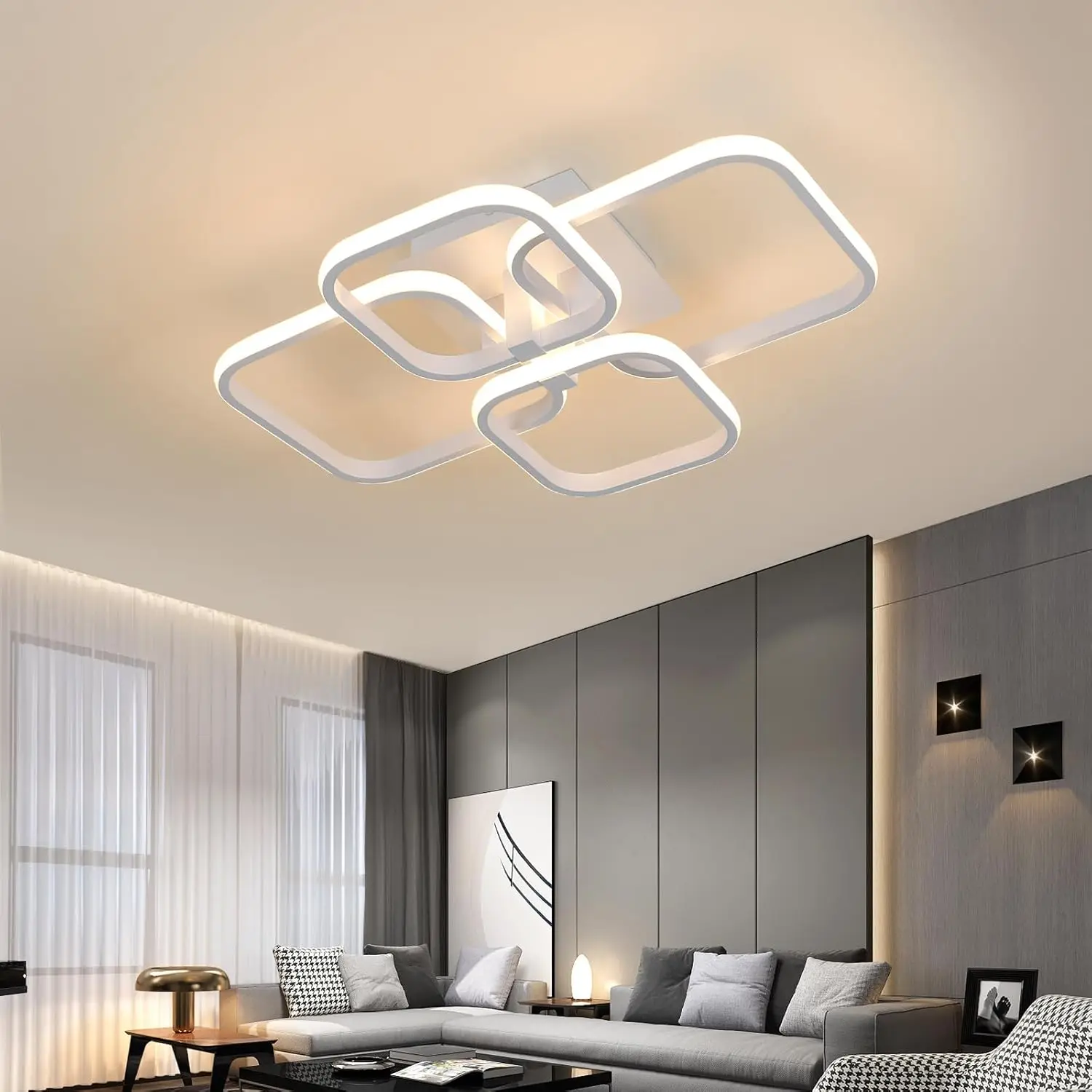 Ceiling Lamp 48W Modern Square LED Ceiling Lamp Suitable for Living Room, Bedroom, Dining Room and Study Room 3000K