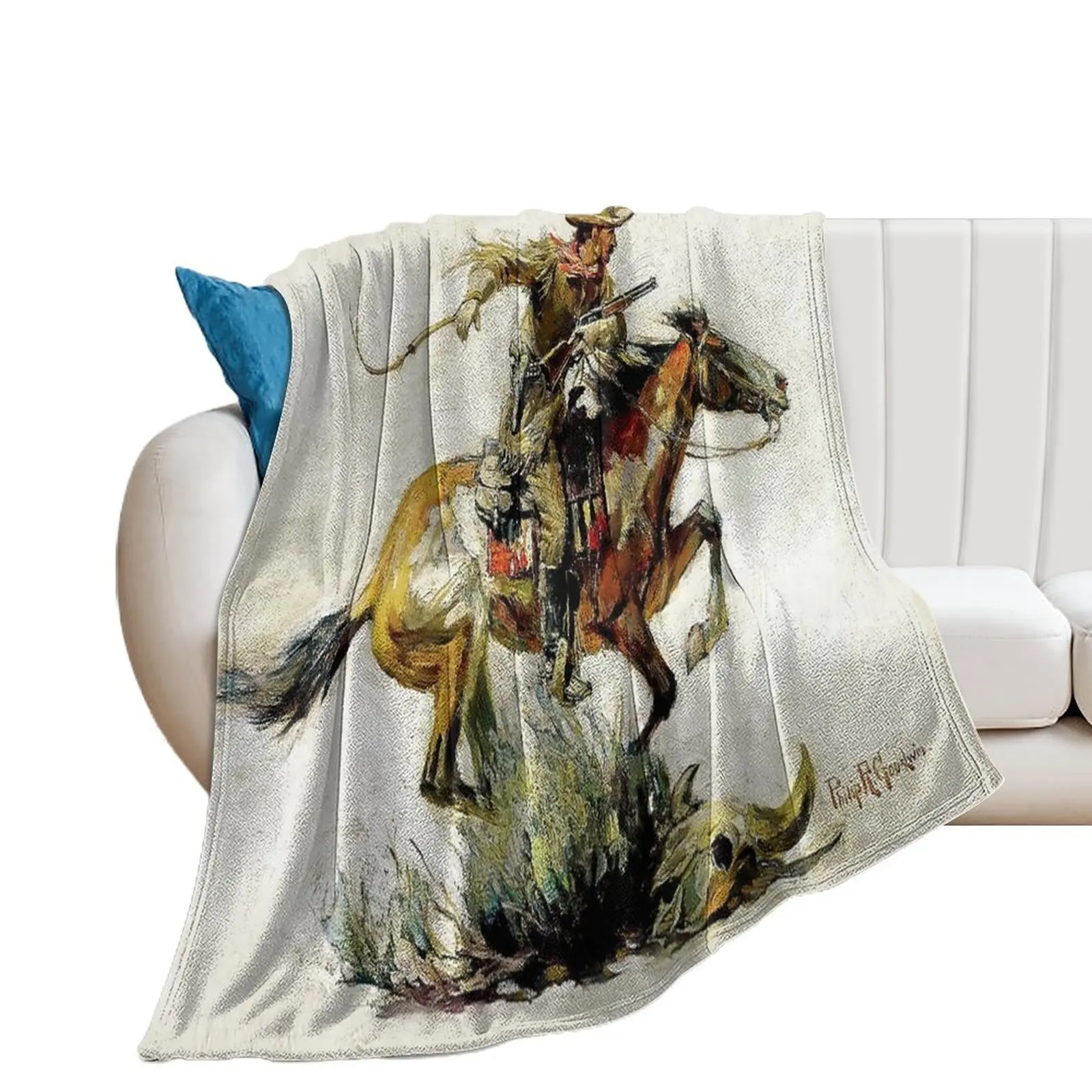 

aWinchester Horse and Ridera by Philip R Goodwin Throw Blanket Nap Personalized Gift Single Blankets