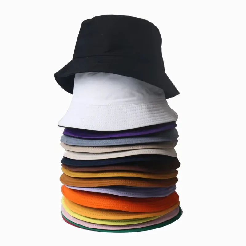 1Pcs Hot stamping Free Custom LOGO Bucket Hat Women Men Summer Fishing Hats Casual Fishermen Cap Brim K pop Hip Hop Sun Hat