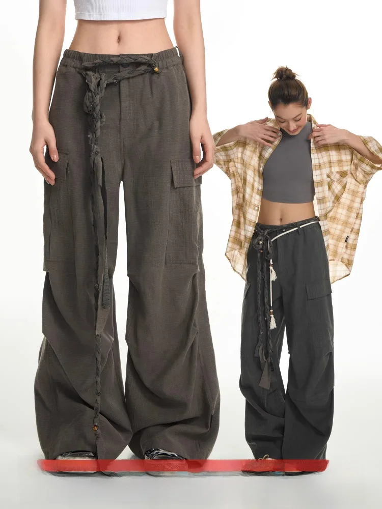 

TGNS Textured Paratrooper Pants Loose Fit Casual Trousers for Men And Women Vintage American Style Spring Season Workwear
