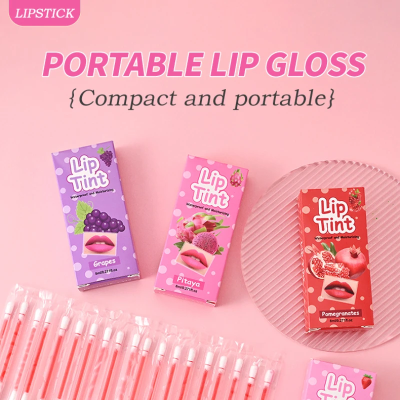 20 unids/set hisopo de algodón lápiz labial desechable brillo de labios portátil mate tinte de labios afrutado taza antiadherente cosméticos de maquillaje de labios duraderos