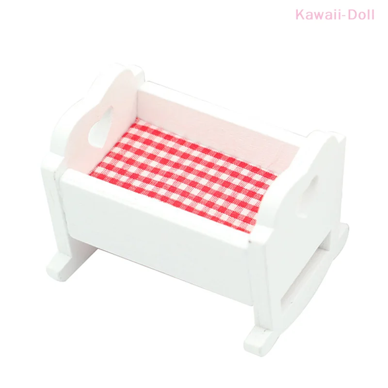 Letto per bambini in legno in miniatura Mobili Modello Letto Culla per asilo nido Culla per bambini 1:12 Decorazioni per casa delle bambole Accessori per casa delle bambole giocattolo