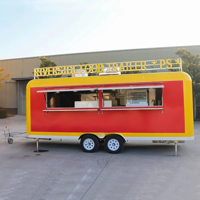 Customized Commercial Food Truck Large Food Trailer Wide Workbench Catering Cart Street Vending Fast Food Business Cart