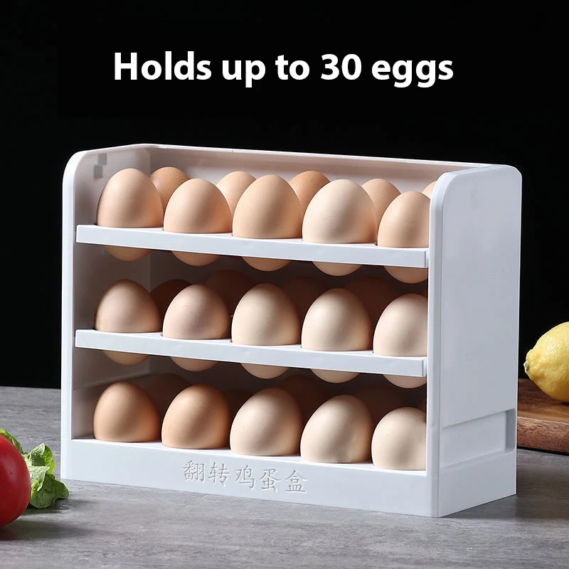Three Layers Flip Egg Storage Box Egg Container Kitchen Fridge Egg Keeping Fresh Tray Space Saving Storage Box For Egg