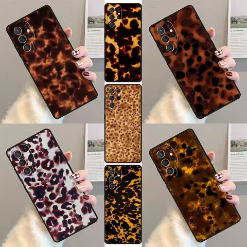 Tortoise Shell Pattern Phone Case For Samsung Galaxy S23 S21 S20 FE S24 S22 Ultra Note20 S10 S9 S8 Plus Silicone Cover