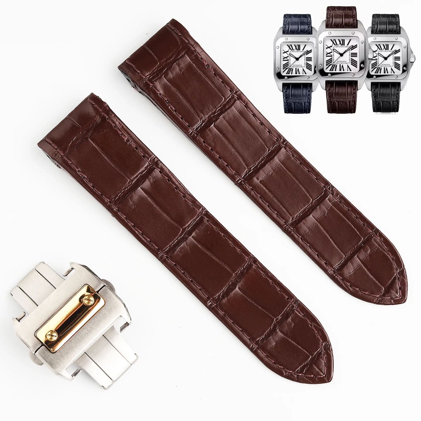 

Genuine Nile Crocodile Leather Watch Strap for Men and Women Exclusively for Cartier Santos Series SANTOS 100 Strap 20mm / 23mm