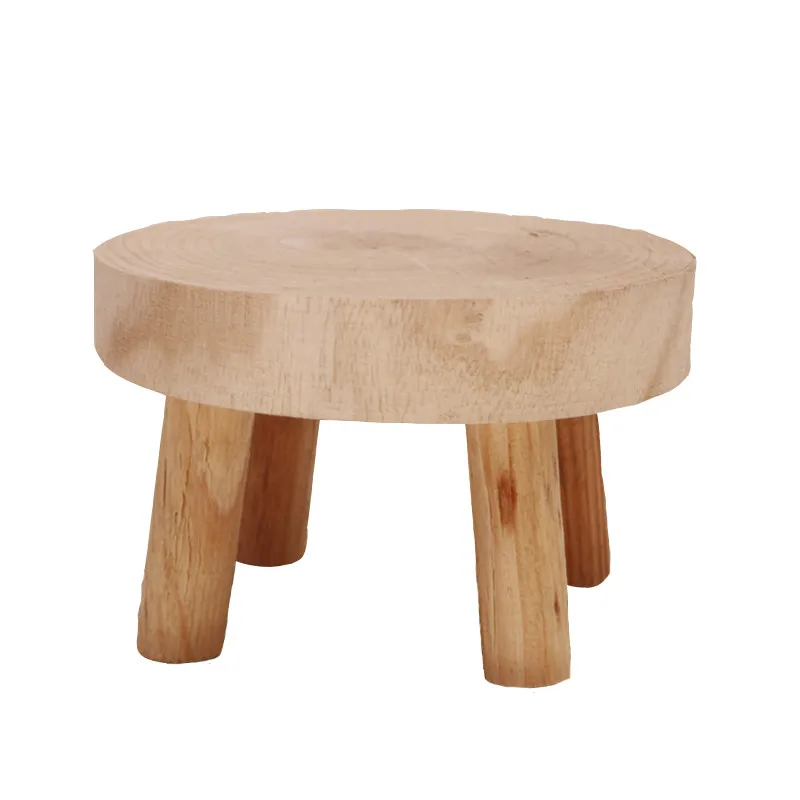 Wooden Plant Stand Flower Pot Base Holder Stool High Stool Balcony Succulent Round Flower Shelf For Indoor Outdoor Plant Stand