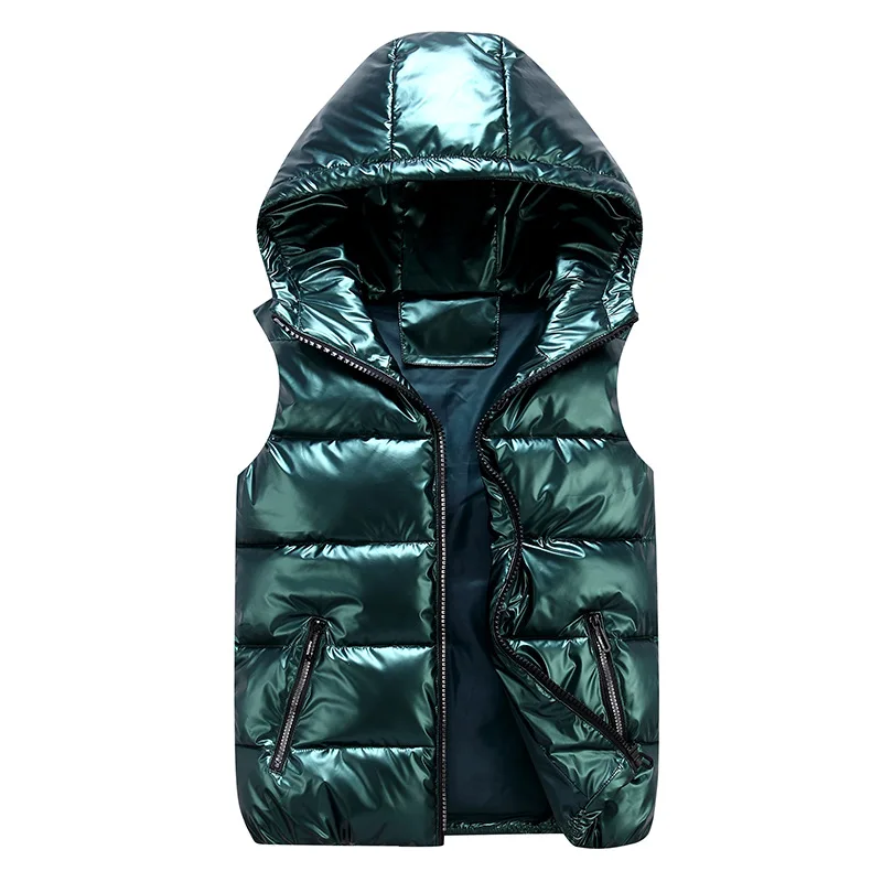 2024 Korean Autumn Winter Shiny Vest For Boy Waterproof Junior Boy Sleeveless Jacket 3-20 Years Kid Teenager Girls Waistcoat