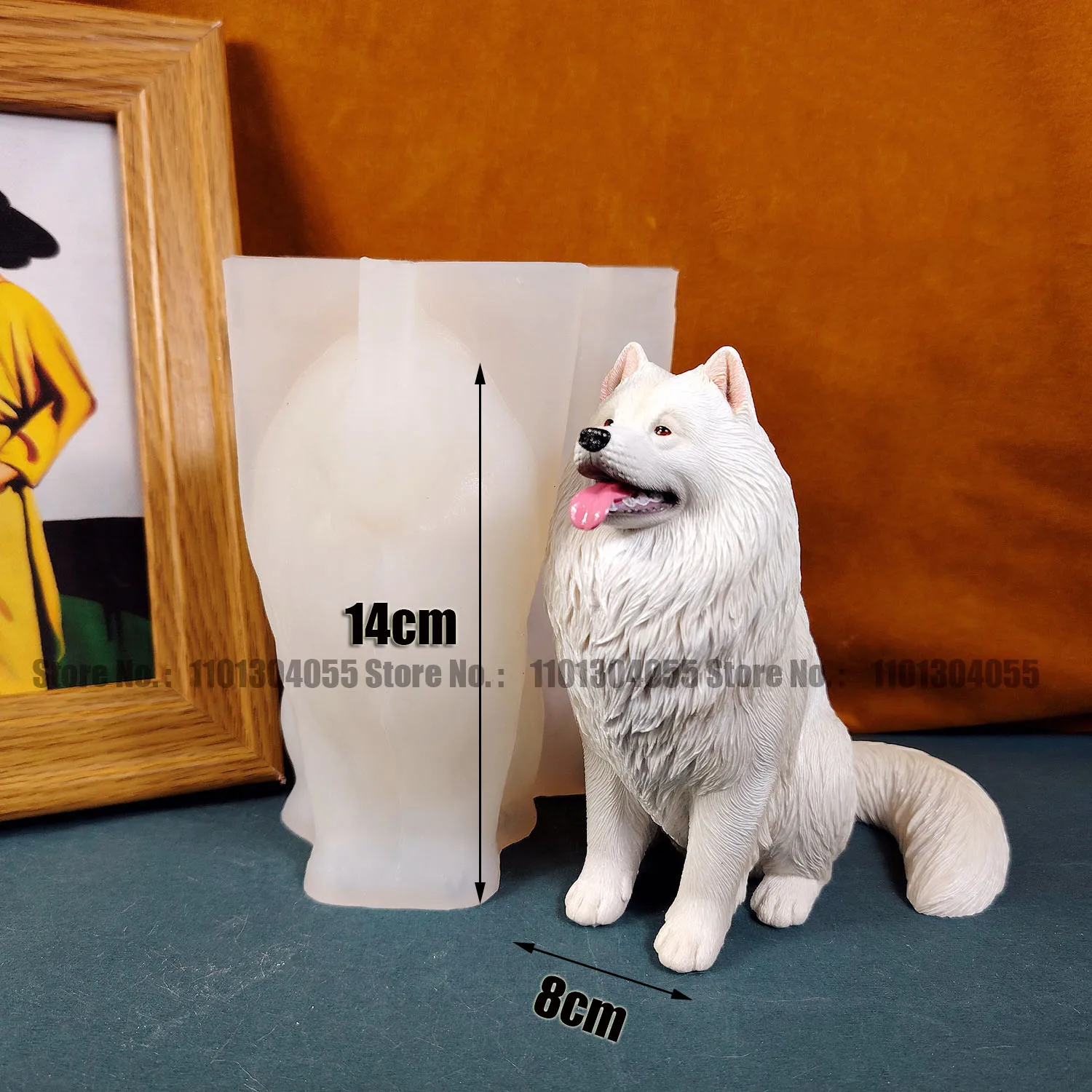 Forma silikonowa 3D realistyczny pies Samojed do samodzielnego wykonania, żywica, gips, cement, odlew, figurka zwierzęca, świeca, dekoracja domu, prezenty — zdjęcie 6