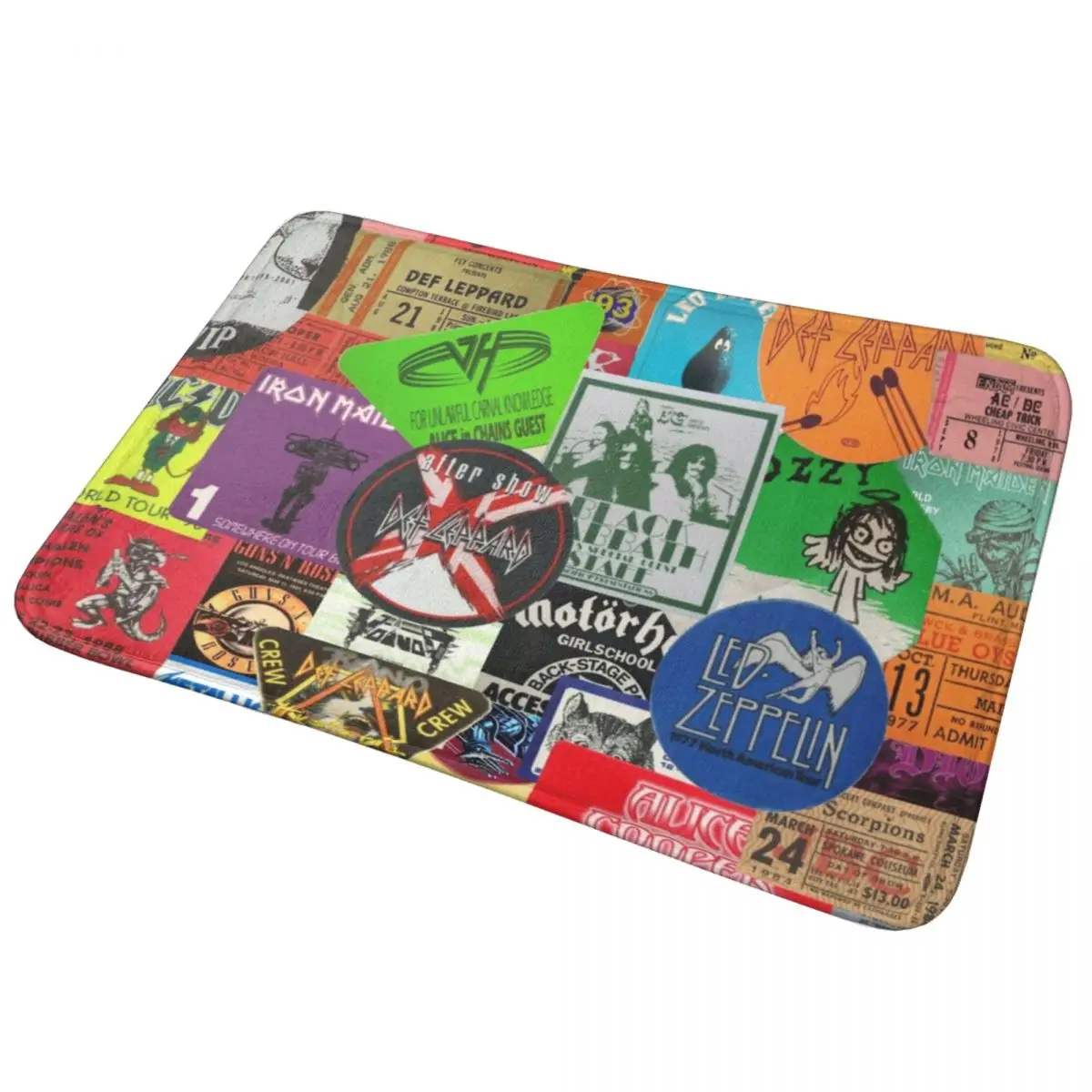 Hard Rock And Heavy Metal Ticket Stubs Doormat Anti-skid Super Absorbent Bathroom Floor Mats Home Entrance Rugs Carpet Footpad