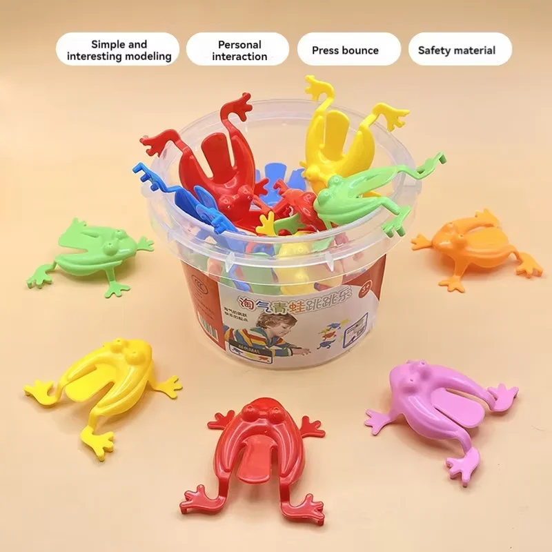 Nostalgic Children Fun Interactive Toys Plastic Frog Press Jump Jump Frog Bucket Puzzle Decompression CHILDREN'S Toys