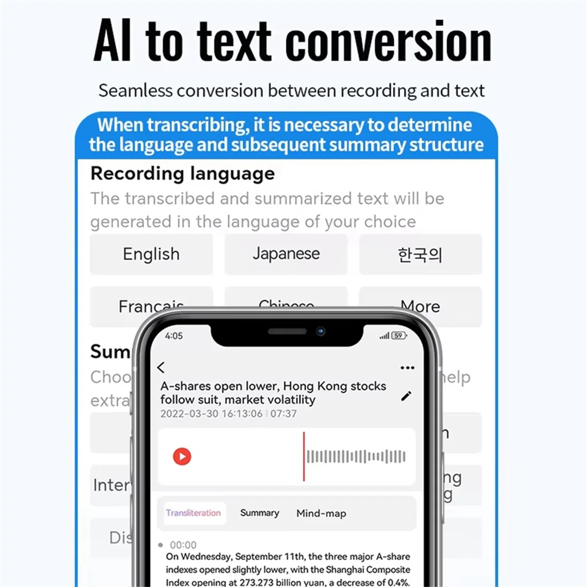 

Mini AI Powered Voice Recorder ChatGPT Intelligent Transcription Translation Mind Map Sound Record APP Control