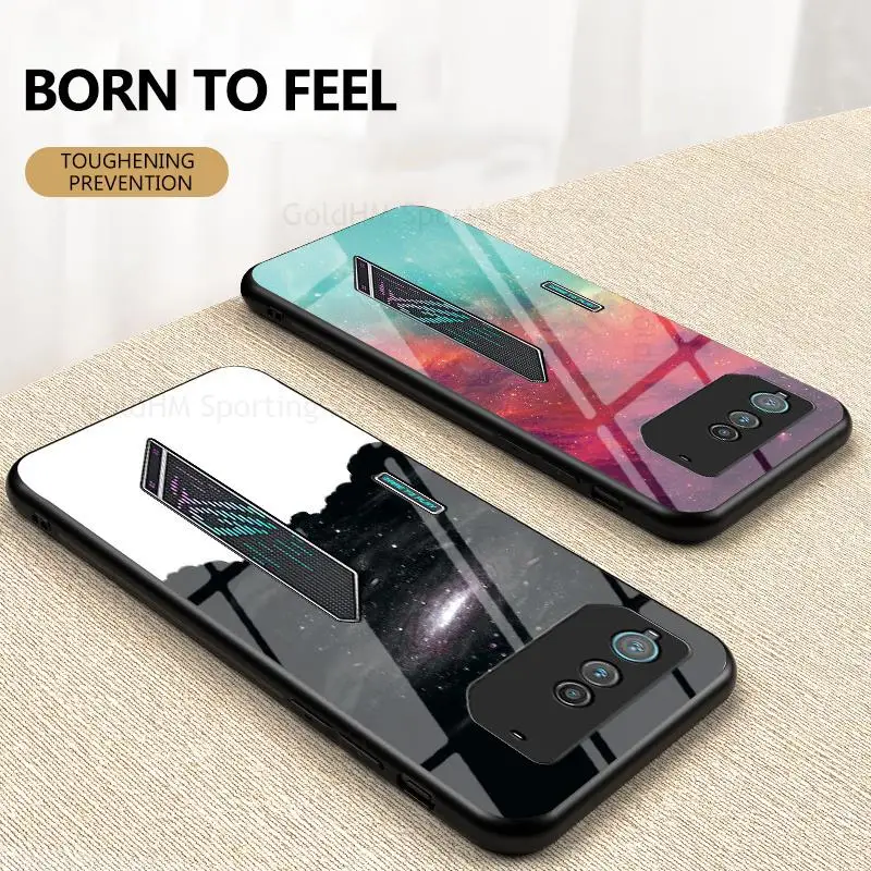 For Asus ROG Phone 6 Tempered Glass Shockproof Phone Case For ROG Phone 6 5 3 2 Gradient Starry Sky Glass Hard Phone Cover Funda - view 6