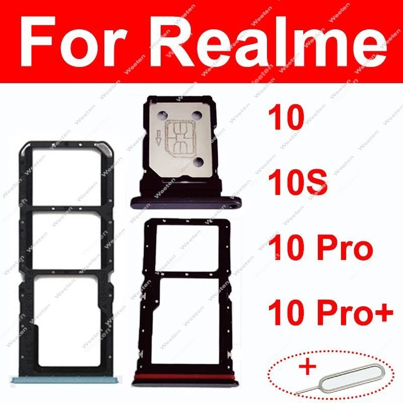 For Realme 10 10S 10 Pro Plus 10Pro+ 4G 5G Sim Card Tray SIM Card Slot Holder Adapter Replacement