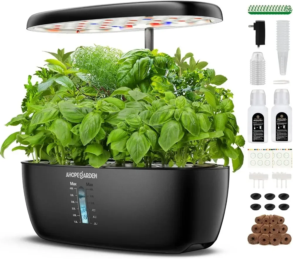 Indoor Garden Hydroponics Growing System: 12 Pods Plant Germination Kit Garden Kit Growth Lamp Countertop with LED Grow Light