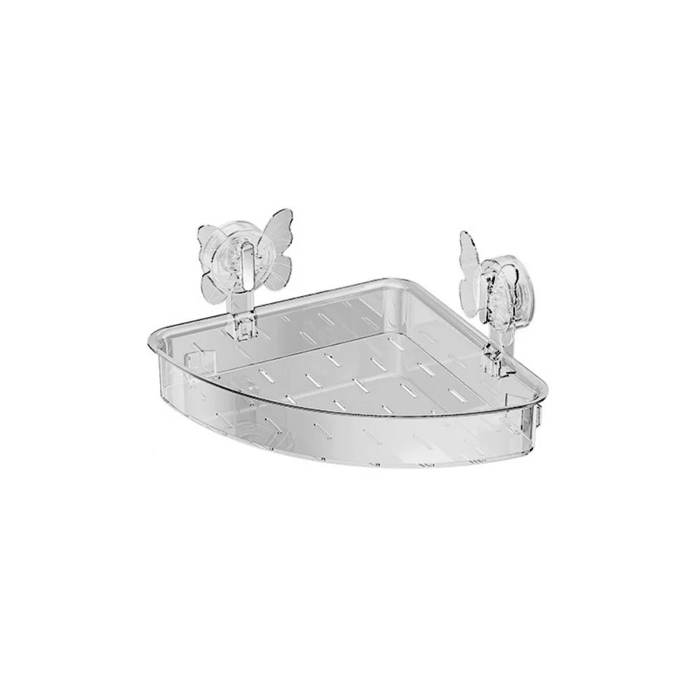 

Nail-Free Suction Cup Triangle Corner Rack Hollowed Out Detachable Corner Storage Shelf Wall Mounted Space-Saving
