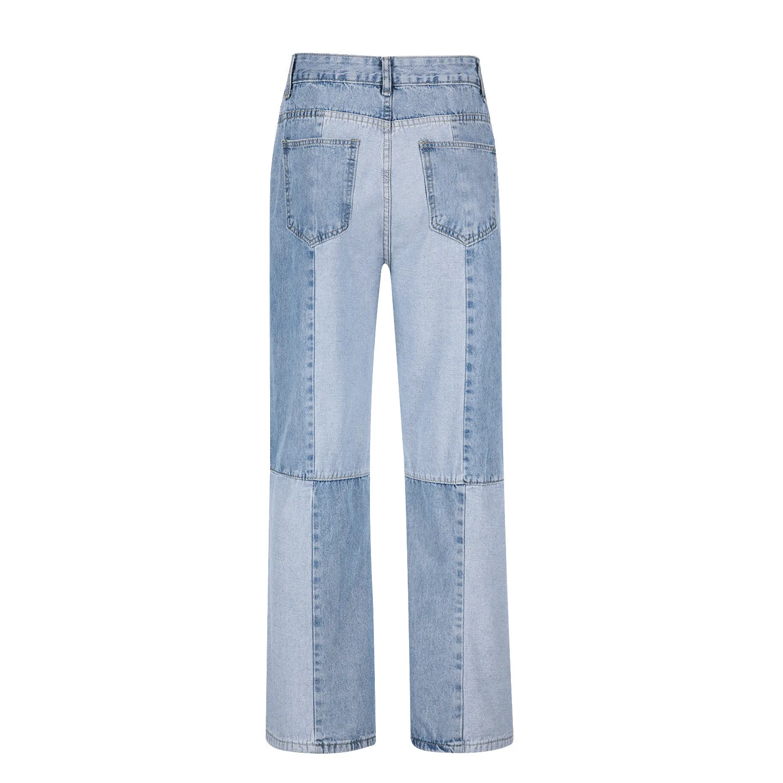 Fashion Men's Denim Korean Style Wide-leg Pants 2024 New Autumn Loose Straight-leg Jeans Patchwork Denim Trousers Male