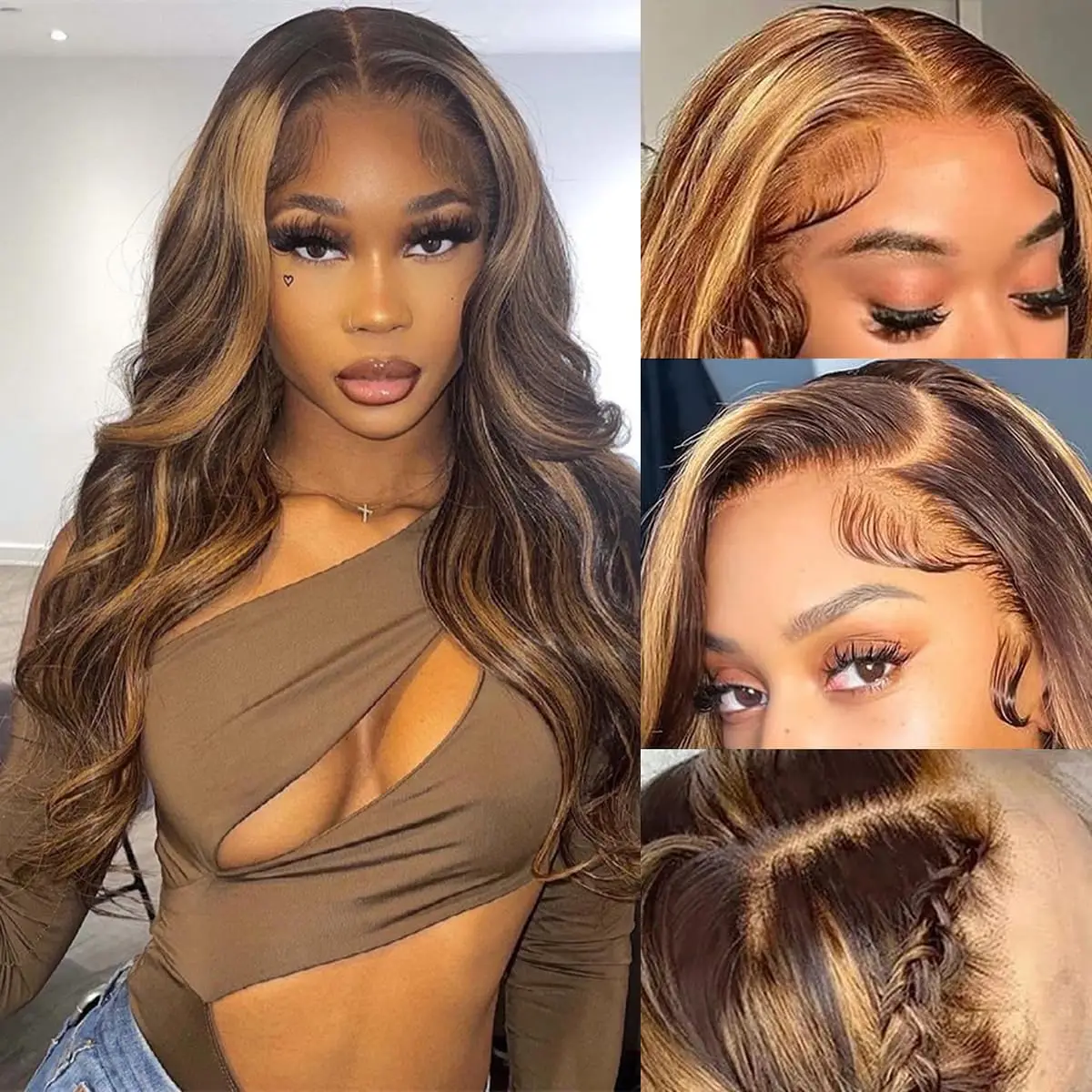 40 Inches Long-length 200% High Density 13x6 13x4 HD Transparent Lace Frontal Wig Body Wave Piano Color Highlight P4/27 Human Hair Wigs Pre Plucked For Women Brazilian Hair