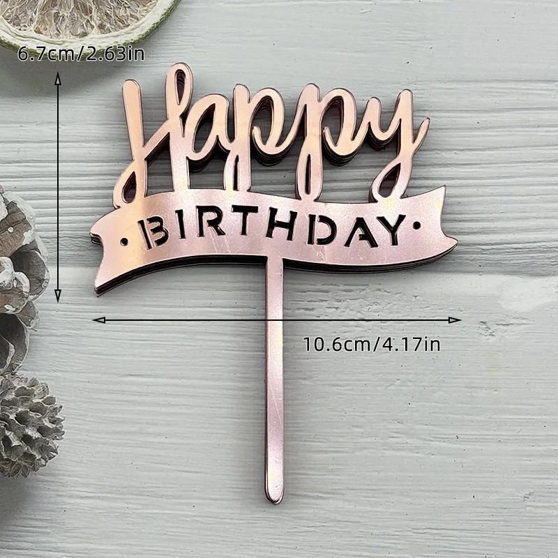 10 Stück Acryl-Kuchenaufsatz „Happy Birthday“, Rosa, Gold, Silber, für Kinder, Männer, Frauen, Babyparty, Party-Dekoration, Geschenkzubehör – Detail 18