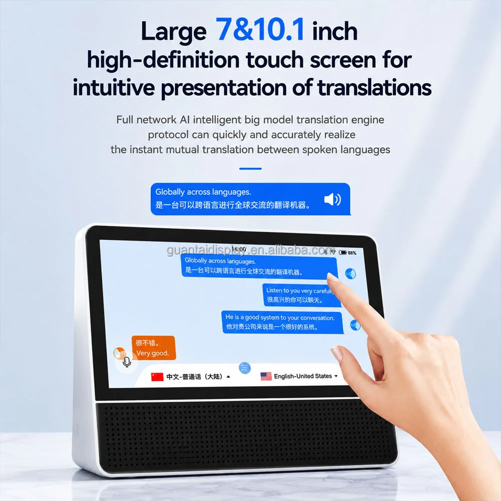 Dual 10.1 Inch Touch Screen Smart AI Language Translator Real Time Voice Video Translation for Global Business Scenarios