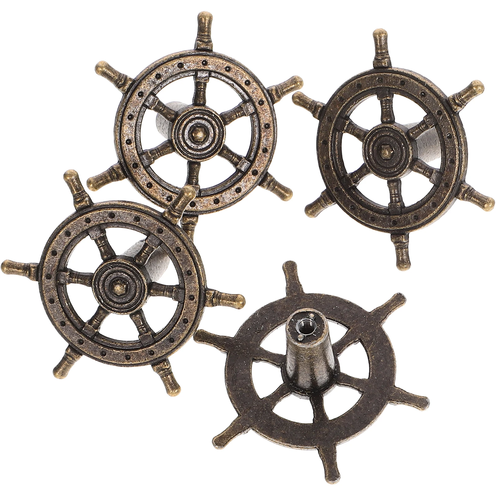 

4Pcs Direction Wheel Handle Vintage Style Cabinet Knobs Drawer Pulls for Dresser Wardrobe Cupboard Closet Furniture